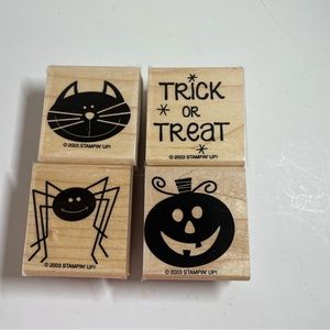 Stampin’ Up Halloween Wood Mounted Rubber Stamps. 4 piece set